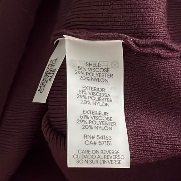 Calvin Klein Plum V-Neck Sequined Sweater Aubergine Collared Fine Gauge Knit - Picture 6 of 6